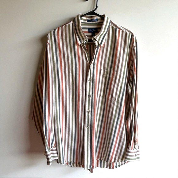 Paul Fredrick Other - Paul Fredrick Luxury Cotton Cashmere Button Down Striped Shirt Size Large